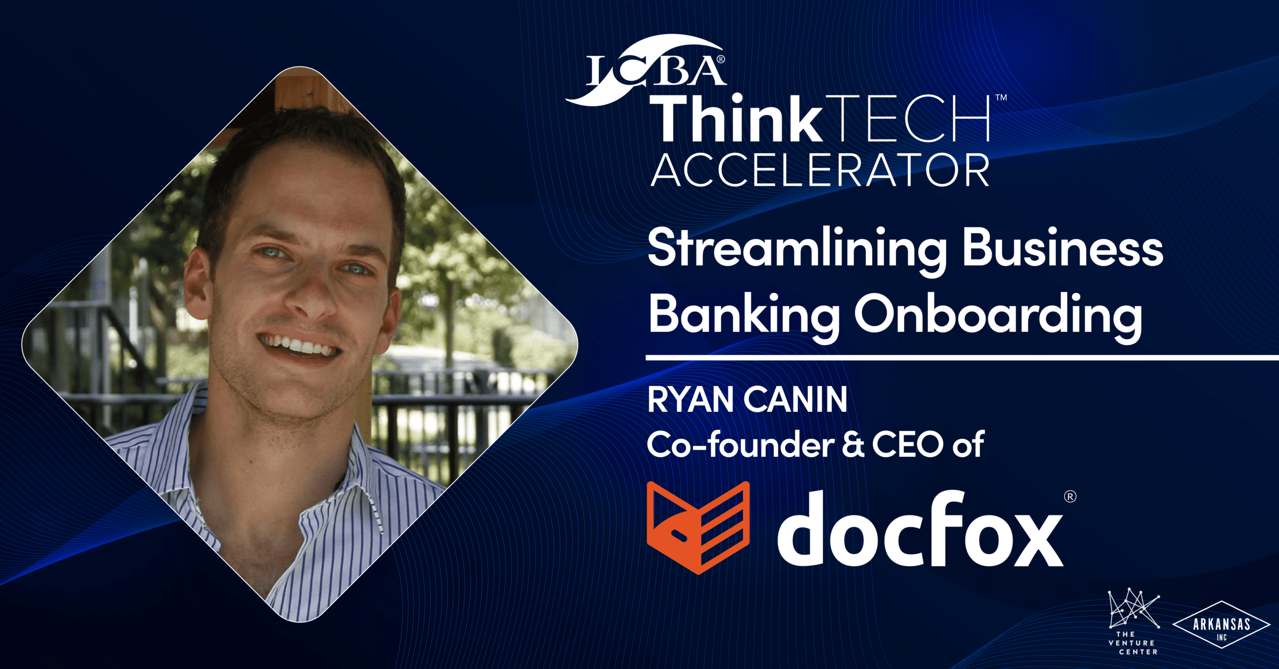 A headshot of Ryan Canin, co-founder and CEO of DocFox, and a headline reading