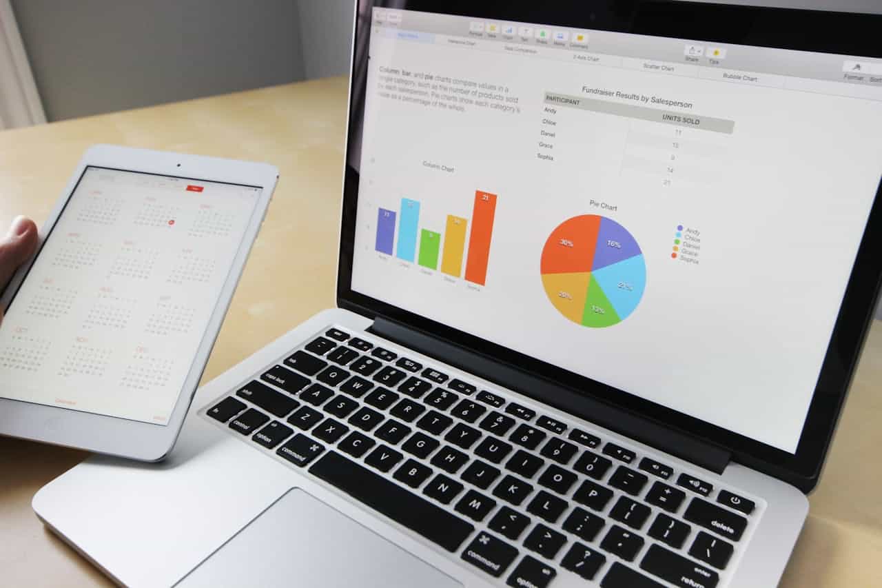 a laptop with diagrams